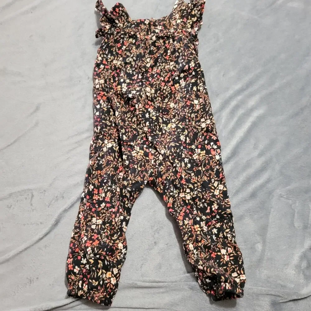 Old Navy Jumpsuits Girls Size 18 Months Black Floral Sleeveless Ruffle One Piece